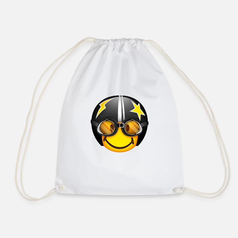 Smiley Racer Helmet - Drawstring Bag - white