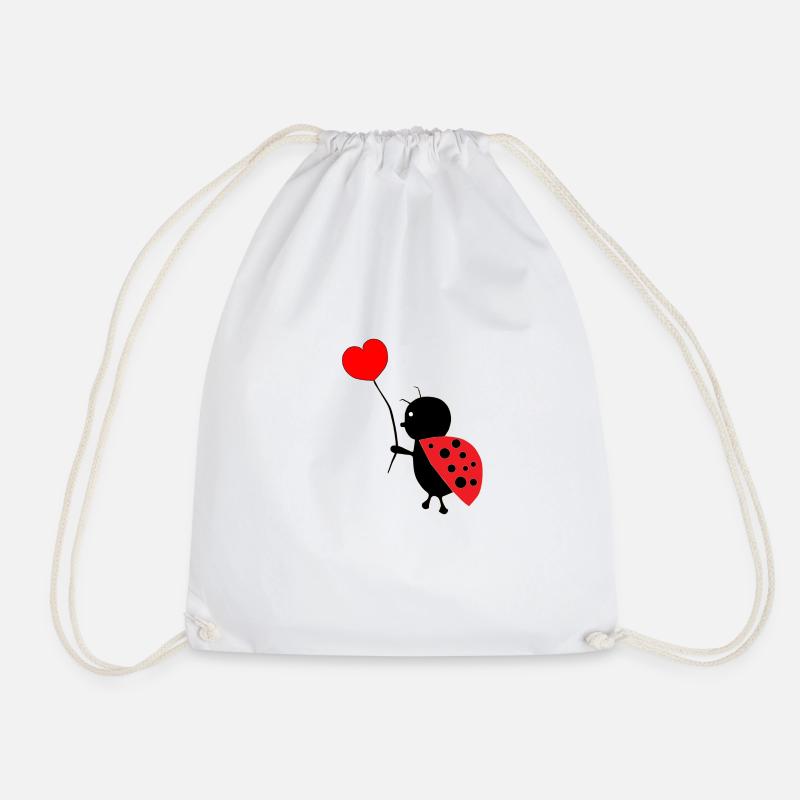 Ladybug with heart - Drawstring Bag - white
