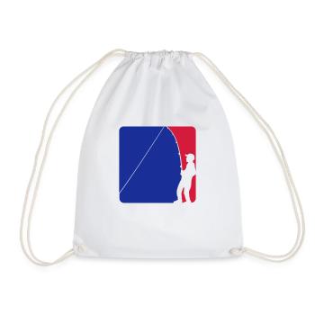 fisherman blue red logo angler sport silhouette - Drawstring Bag - white - Front