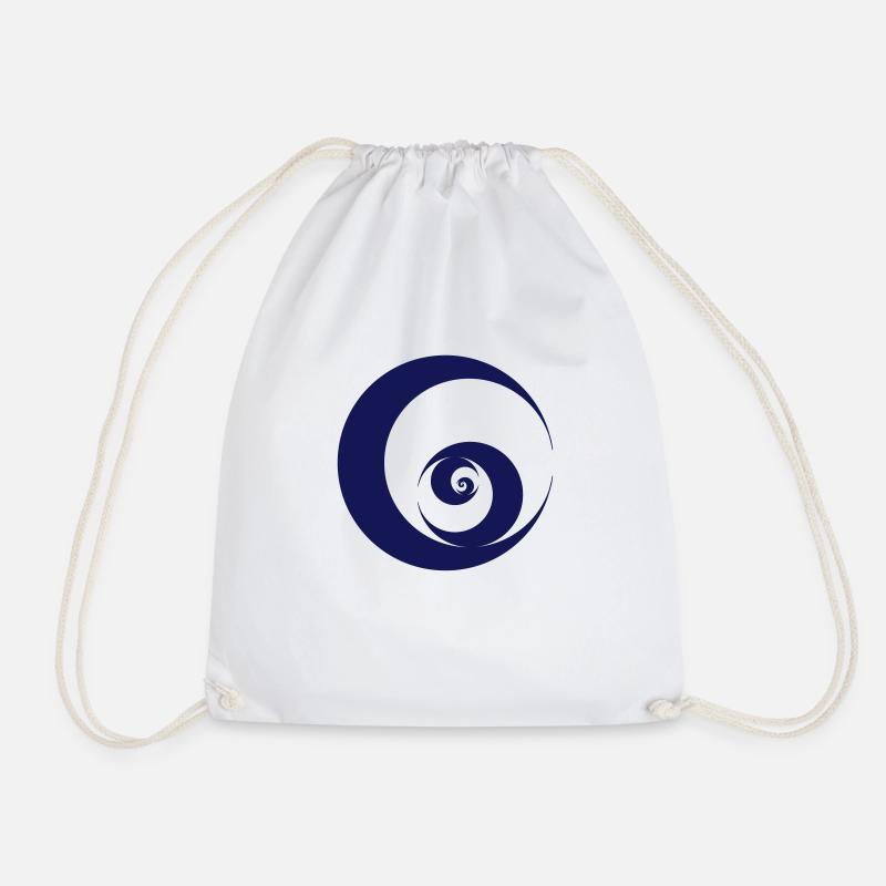 Wave, Vortex, circle, swirl, surfing, seem, sea. - Drawstring Bag - white
