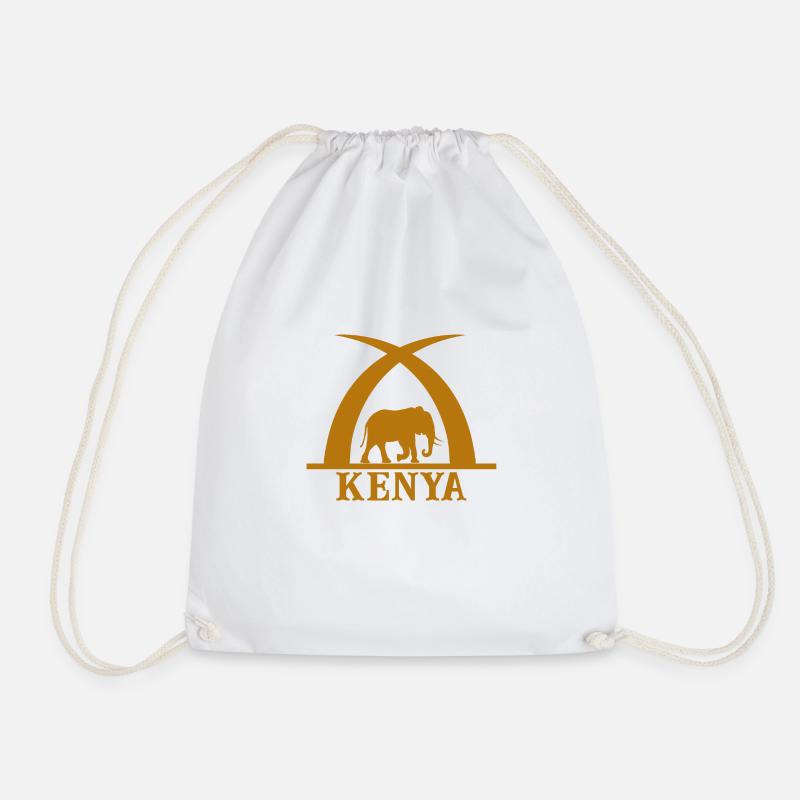 Ivoire et éléphant avec inscription KENYA - Sac de sport léger - blanc