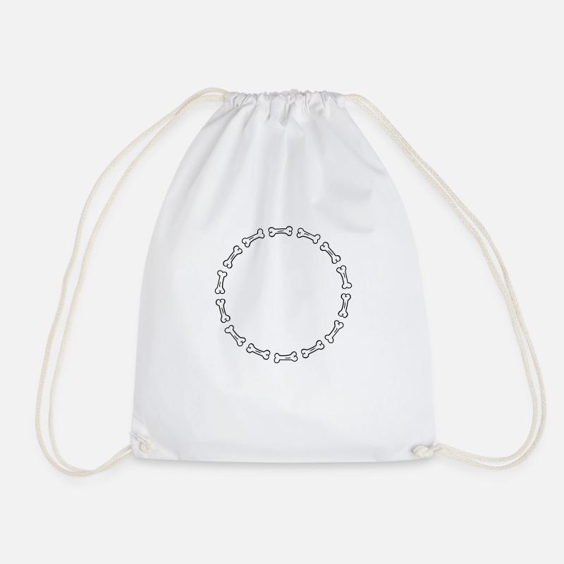 Bone circle - Drawstring Bag - white