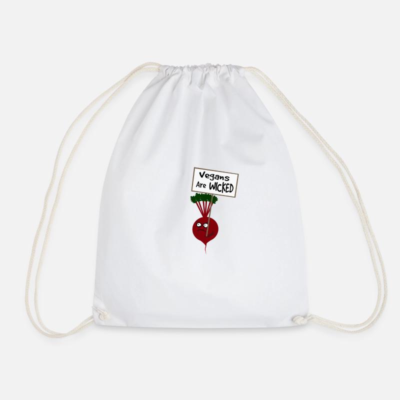 Beetroot Vegans are Wicked - Drawstring Bag - white