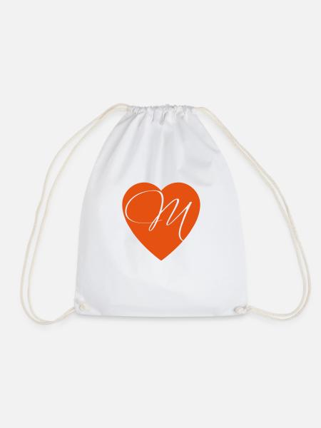 Valentinstag Herz mit Buchstabe M - Turnbeutel - Weiß