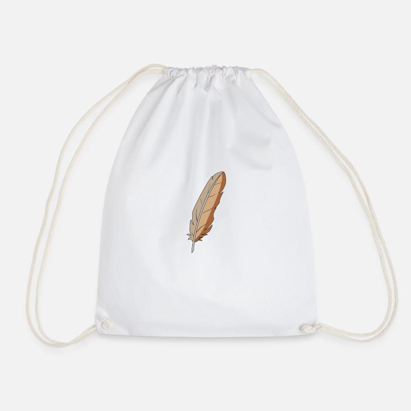 Minimal Feather - Drawstring Bag - white