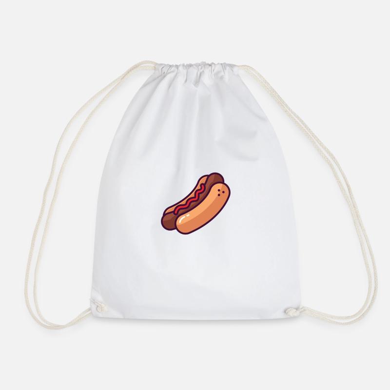 hot dog - Drawstring Bag - white