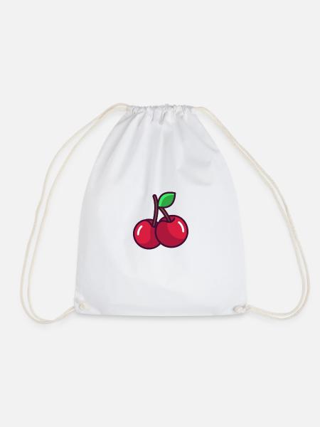 cherry - Drawstring Bag - white