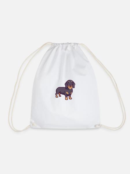 Dachshund - Drawstring Bag - white