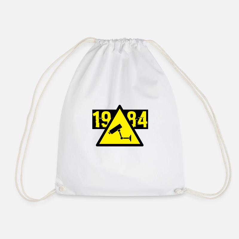 1984 George Orwell surveillance - Drawstring Bag - white