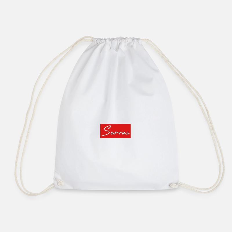 Servus Logo Bavaria Bavarian gift dialect - Drawstring Bag - white