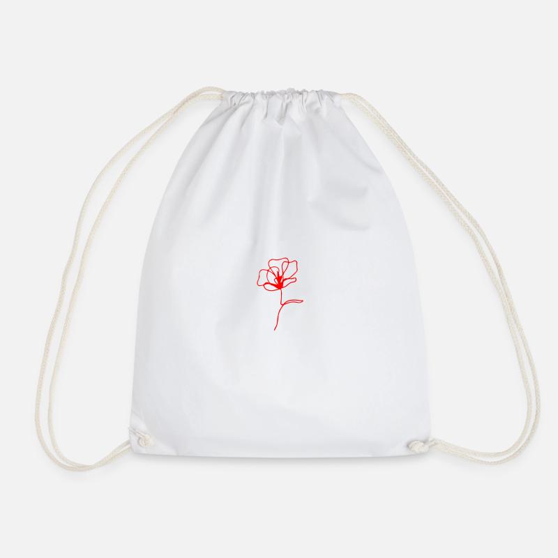 FLOWER RED - Drawstring Bag - white