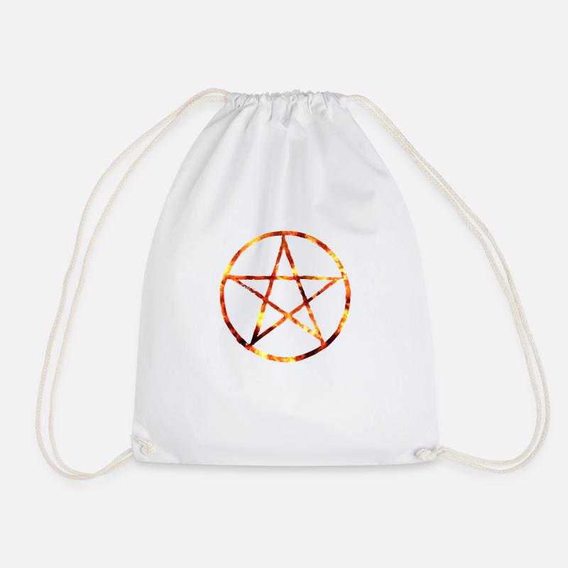 Pentagram fire - Drawstring Bag - white