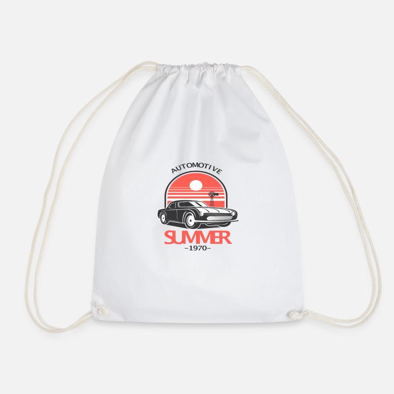 Retro Car Summer - Drawstring Bag - white