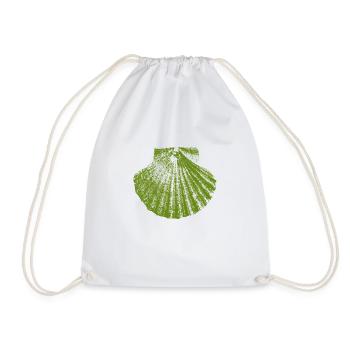 Green scallop - Way of St. James - pilgrim - Drawstring Bag - white - Front