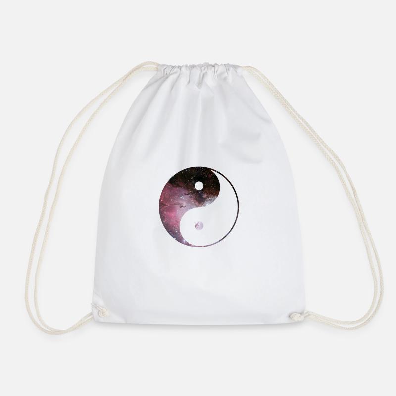 yin and yang galaxy - Drawstring Bag - white