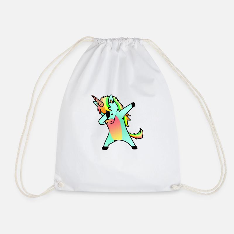 cool unicorn - Drawstring Bag - white