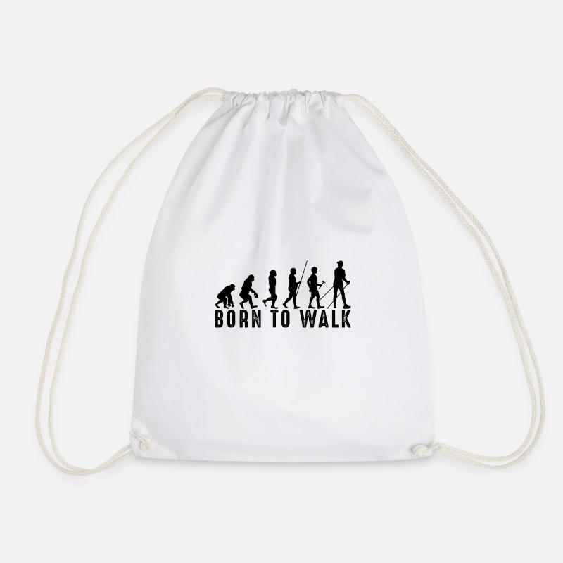 Born to Walk - Nordic Walking - Black - Drawstring Bag - white