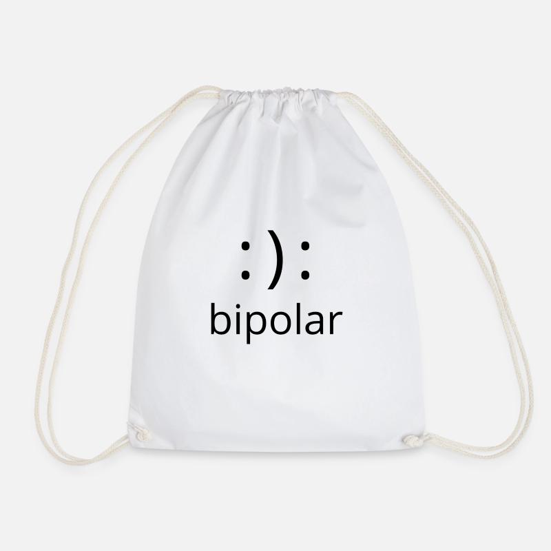 bipolar - Drawstring Bag - white