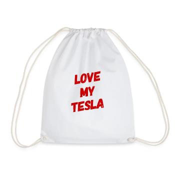 Love my Tesla - Drawstring Bag - white - Front