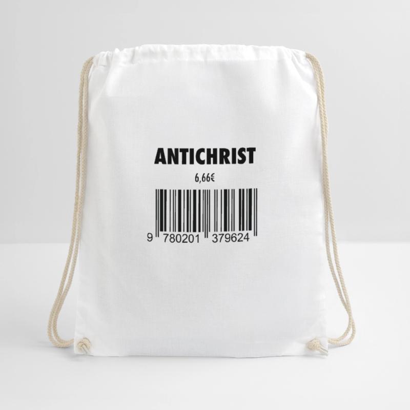 devil antichrist 666 barcode roast satan hell Drawstring Bag