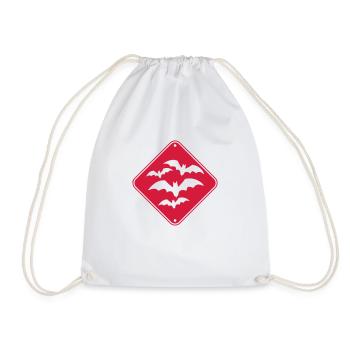 Beware of flying bat - Drawstring Bag - white - Front