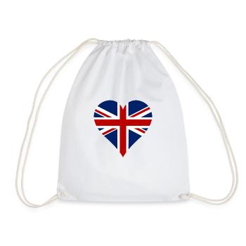 Great Britain Flag Heart - Drawstring Bag - white - Front