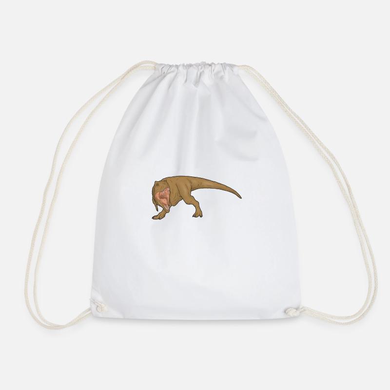 T-Rex roaring comic book style - Drawstring Bag - white