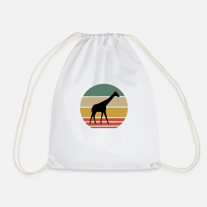 Retro Giraffe Print - Drawstring Bag - white