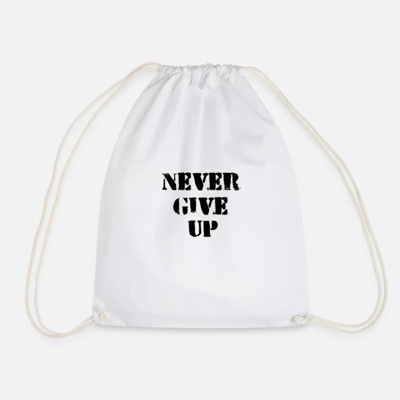 Never give up - Drawstring Bag - white