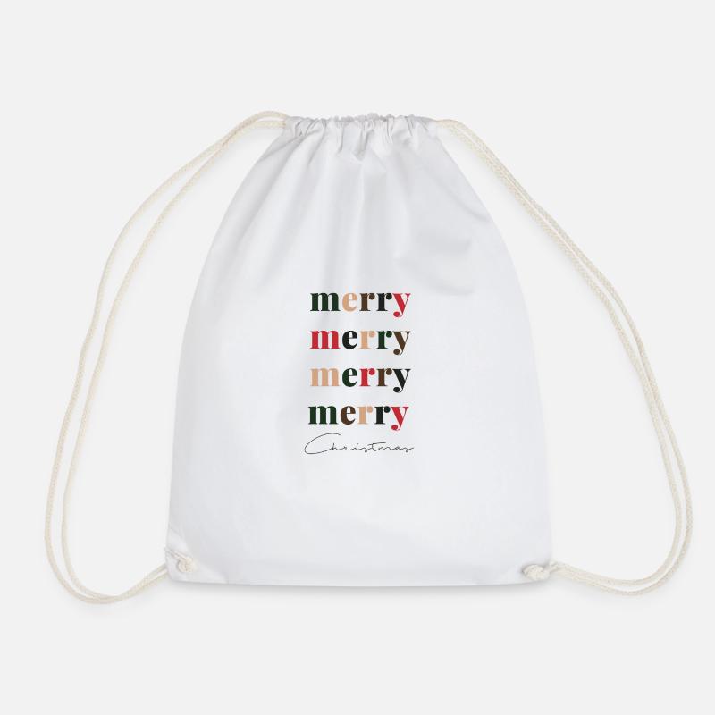 Merry Christmas saying - Drawstring Bag - white