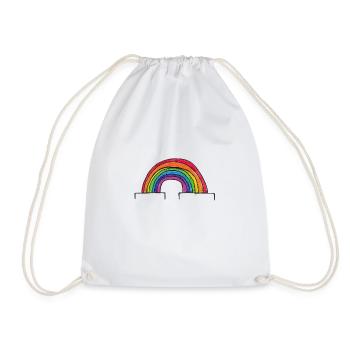Süßer Pride Regenbogen wie von Kinderhand gemalt - Turnbeutel - Weiß - Vorne