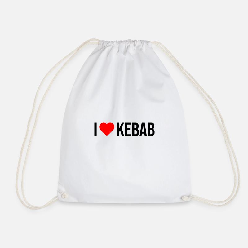 i like kebab - Drawstring Bag - white