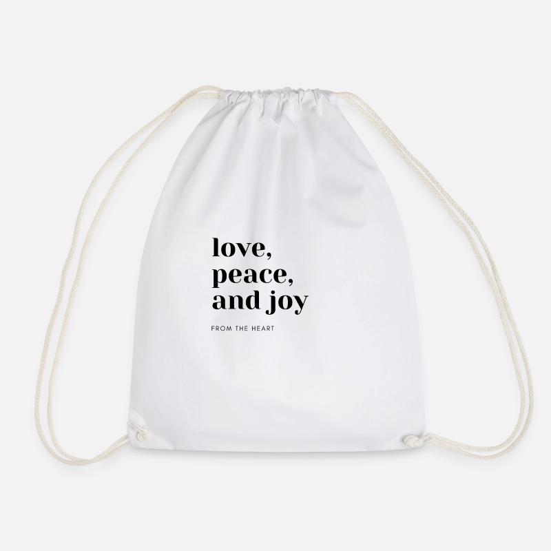 love peace and joy - Drawstring Bag - white