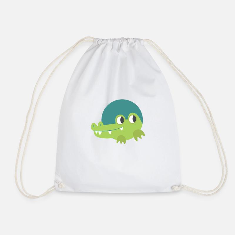 Cute Green crocodile in a circle - Turnbeutel - Weiß