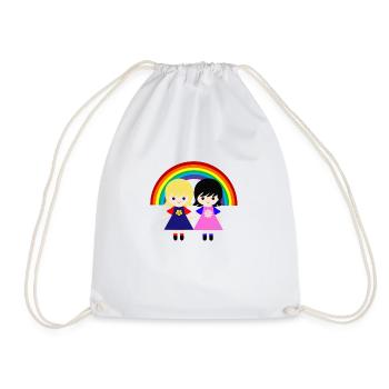 Nettes lesbisches Paar unter dem Regenbogen - Turnbeutel - Weiß - Vorne