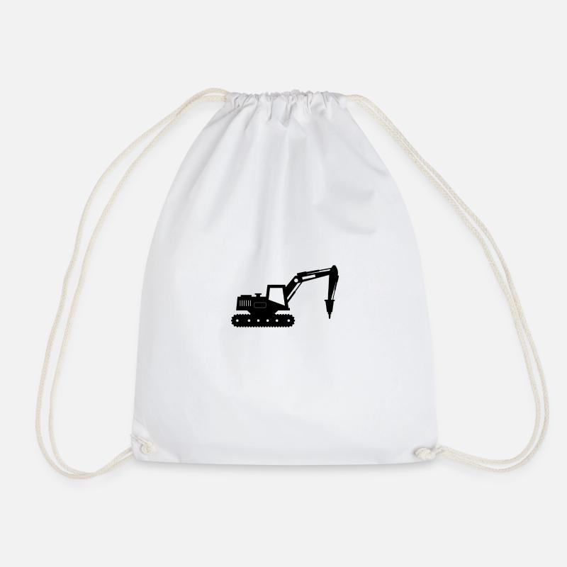 caterpillar excavator - Drawstring Bag - white