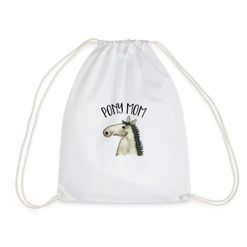 Pony Mom gray-brown pony - Drawstring Bag - white - Front