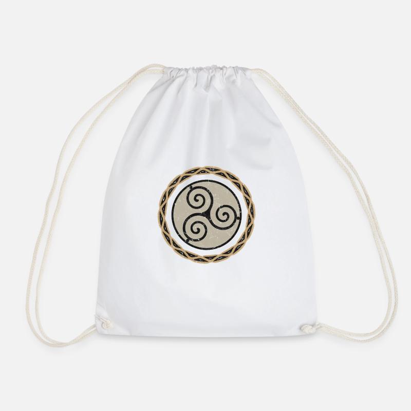 Shaman's drum triskel - Drawstring Bag - white
