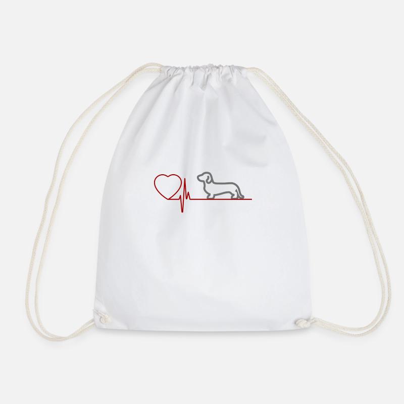 dachshund - Drawstring Bag - white