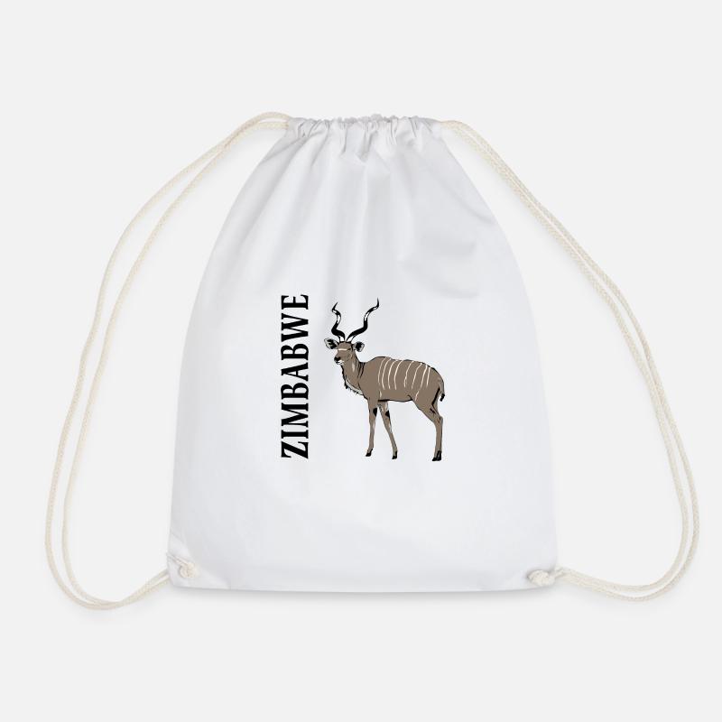 Zimbabwe - Simbabwe - Kudu Antilope - Turnbeutel - Weiß