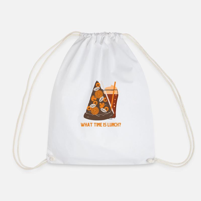 What Time Is Lunch? - Drawstring Bag - white