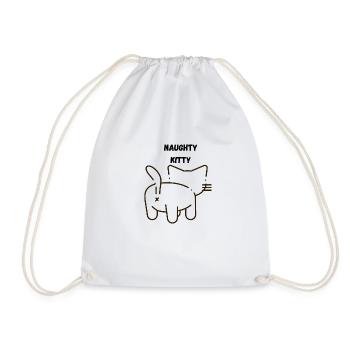 NAUGHTY KITTY - Drawstring Bag - white - Front