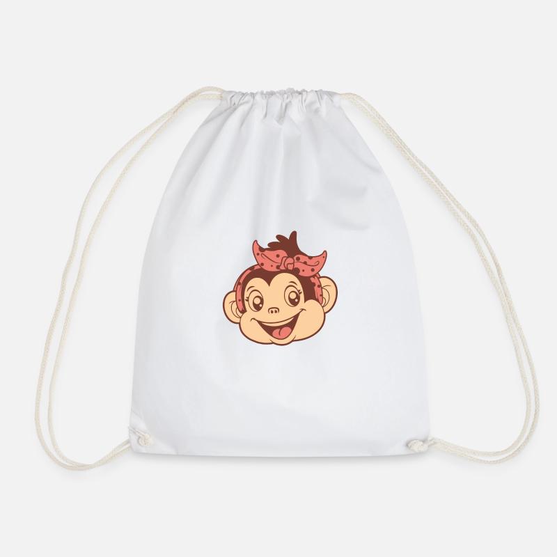 Mädchen Affe Popo Affe Pavianpopo Monkey Affen - Turnbeutel - Weiß