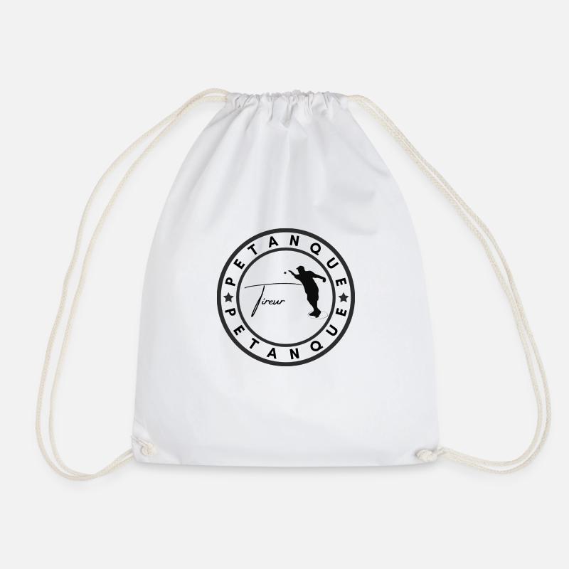 Petanque Logo Silhouette Tireur - Drawstring Bag - white