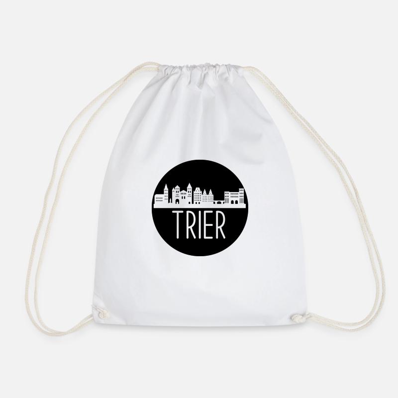 trier, skyline, kreis, scherenschnitt, schwarz - Turnbeutel - Weiß