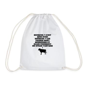 Heureux ! c'est quoi être heureux ? les vaches - Sac de sport léger - blanc - Devant