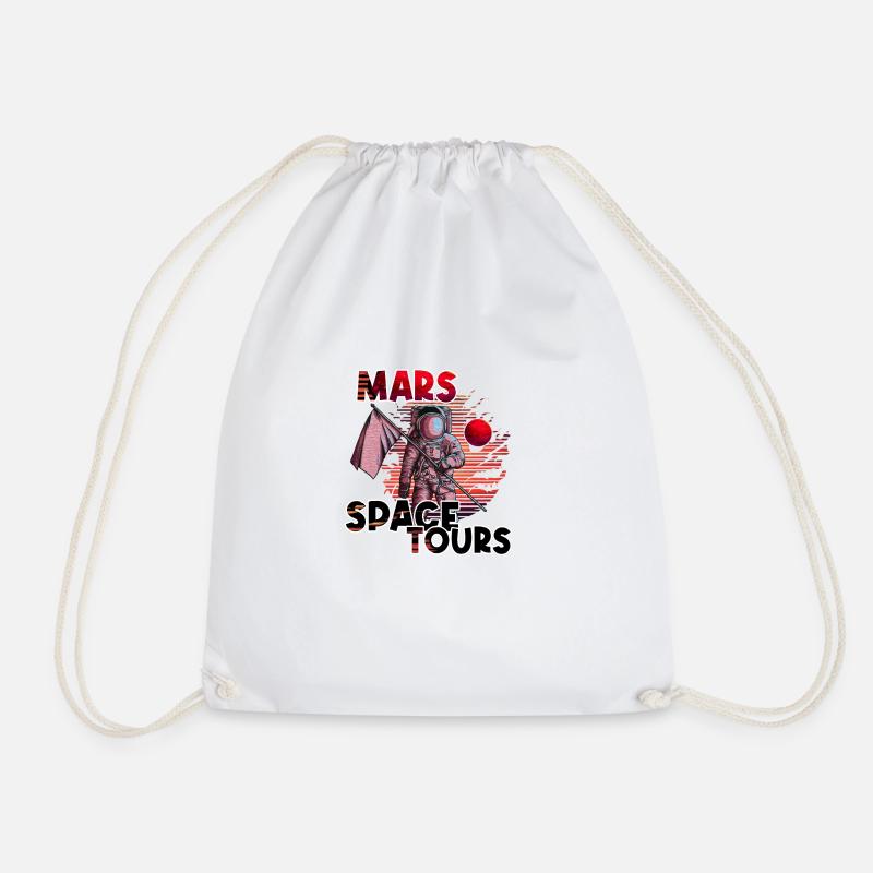 Mars Space Tours - Space Space Man Woman - Drawstring Bag - white