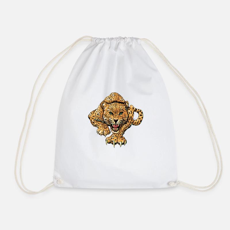 leopard - Drawstring Bag - white