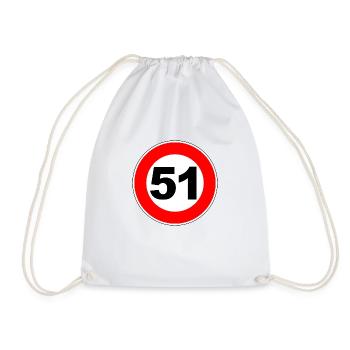 51. Geburtstag - 51 - Feier - Straßenschild - Turnbeutel - Weiß - Vorne