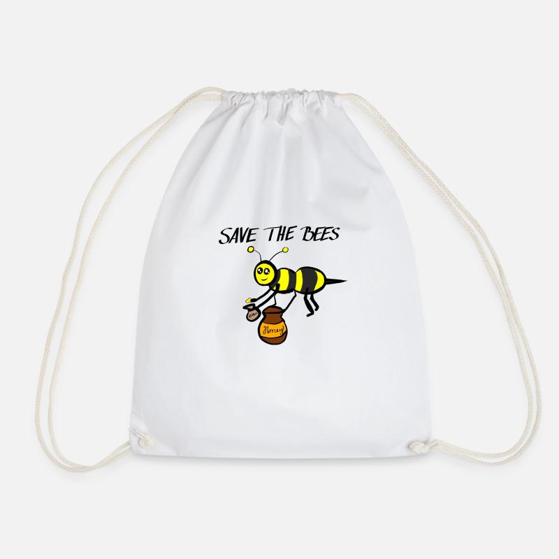 Save the bees - Drawstring Bag - white